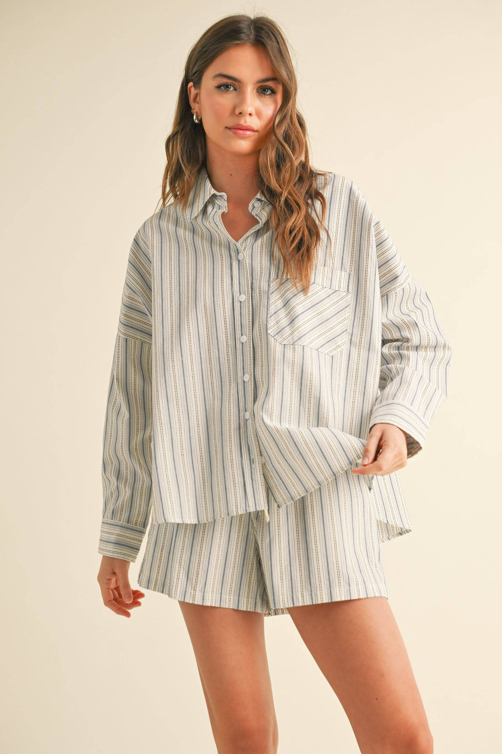 Mia | Multi Stripe 100% Cotton Button Down Shirts