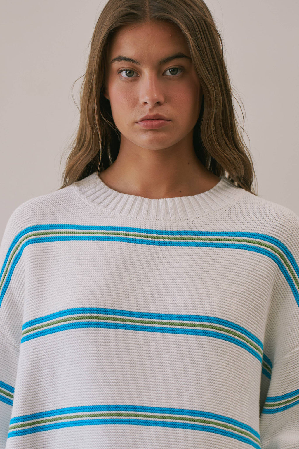 Angelina | 100% Cotton Textured Stripe Pullover Sweater