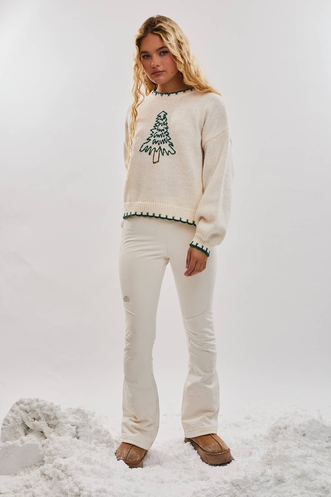 Holiday | "Christmas Tree" Stitching Oversized Sweater