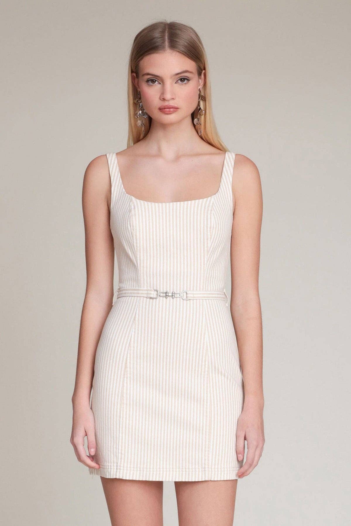 Pippa | Striped Cotton Belted Mini Dress