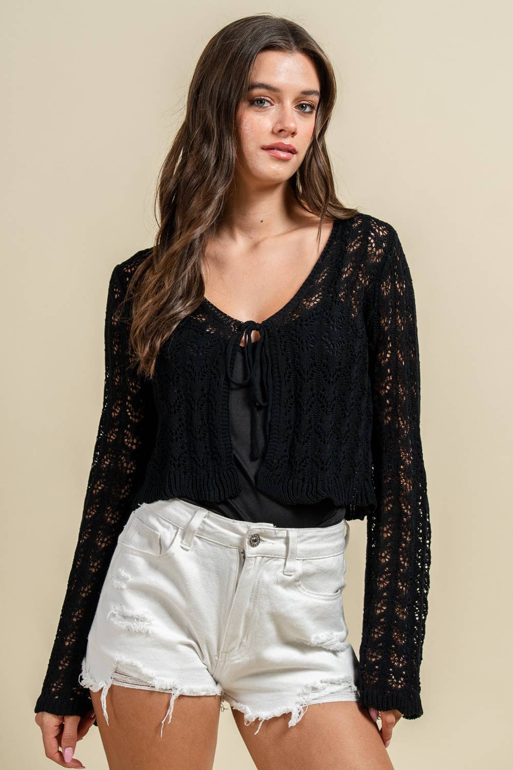 Luna | Crochet Open Knit Crop Cardigan