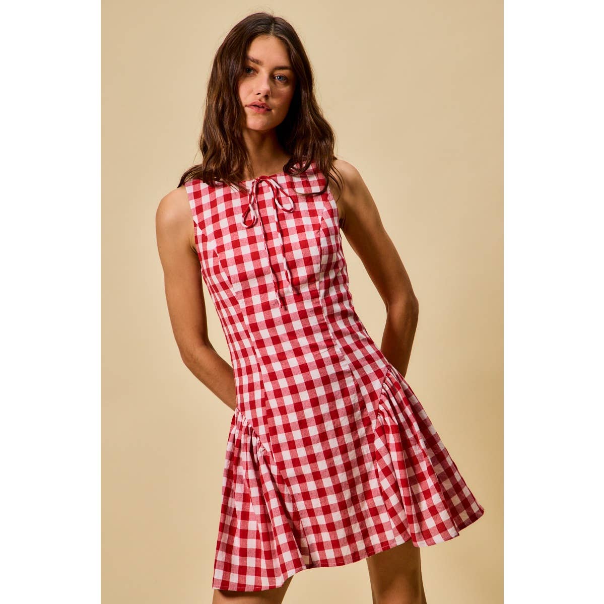 Hayes | Gingham Fit and Flare Tank Mini Dress