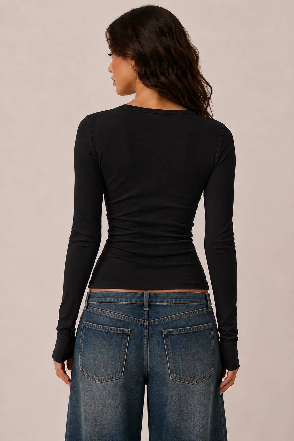 Brooke | Long Sleeve Crew Neck Button Henley Top