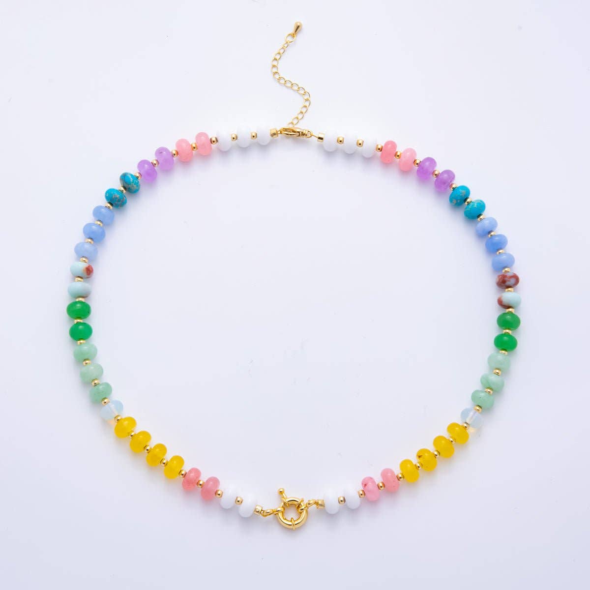 18K Gold Filled Candy Gemstone Chain Necklace