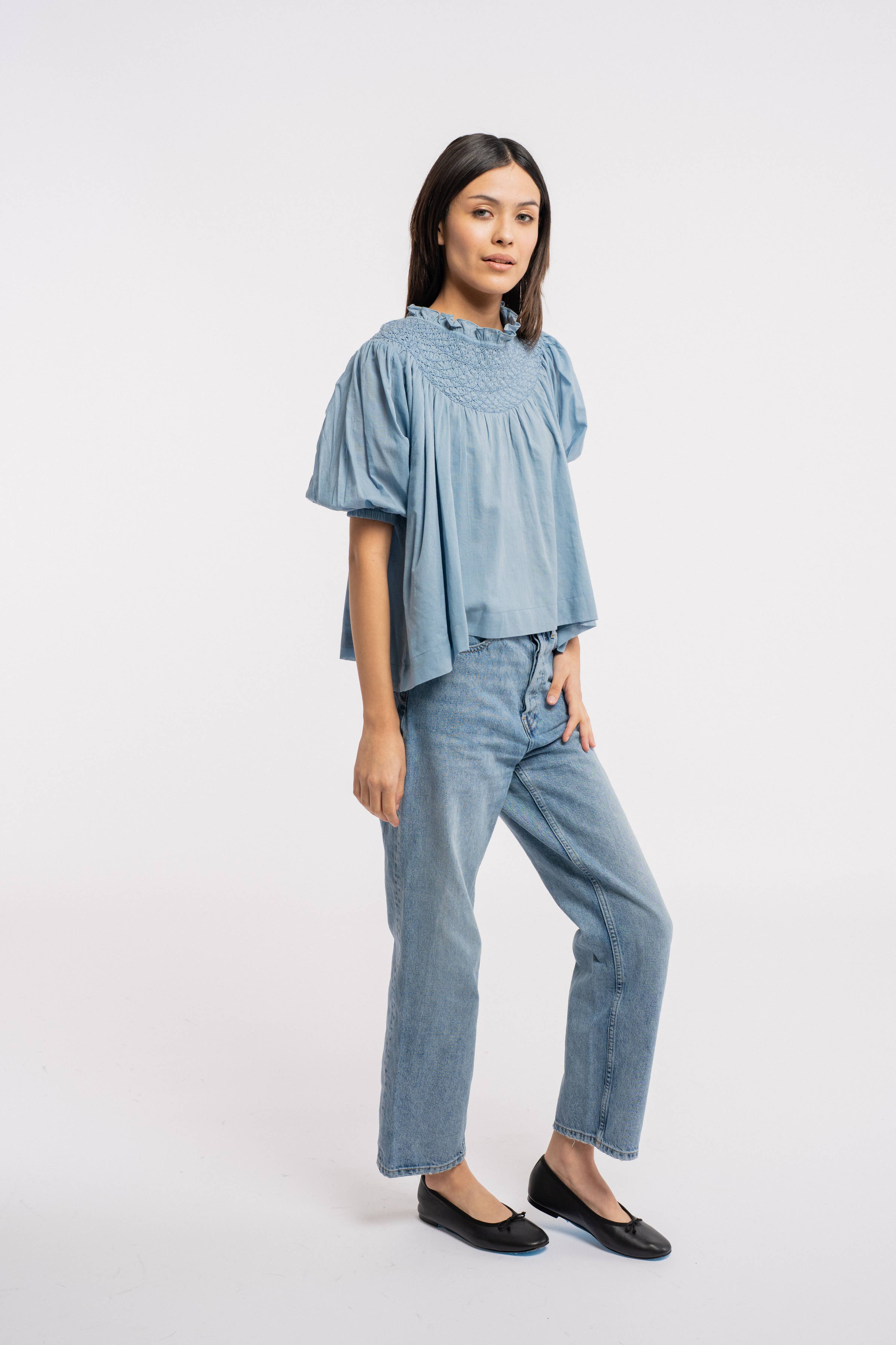 The Lena | Ruched Mock Neck Top
