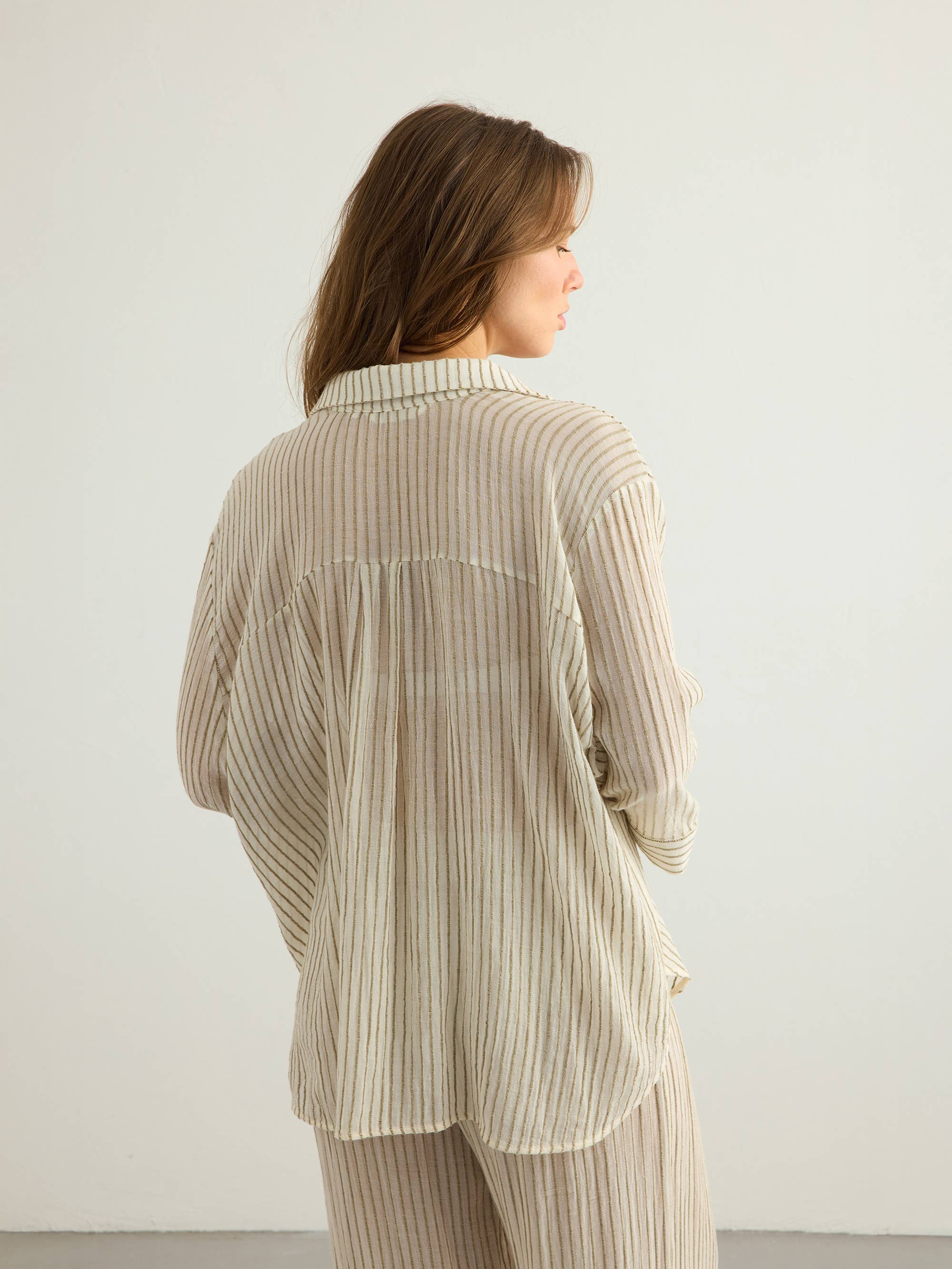 Voyage Set 100% Textured Cotton | Khaki Green Stripes
