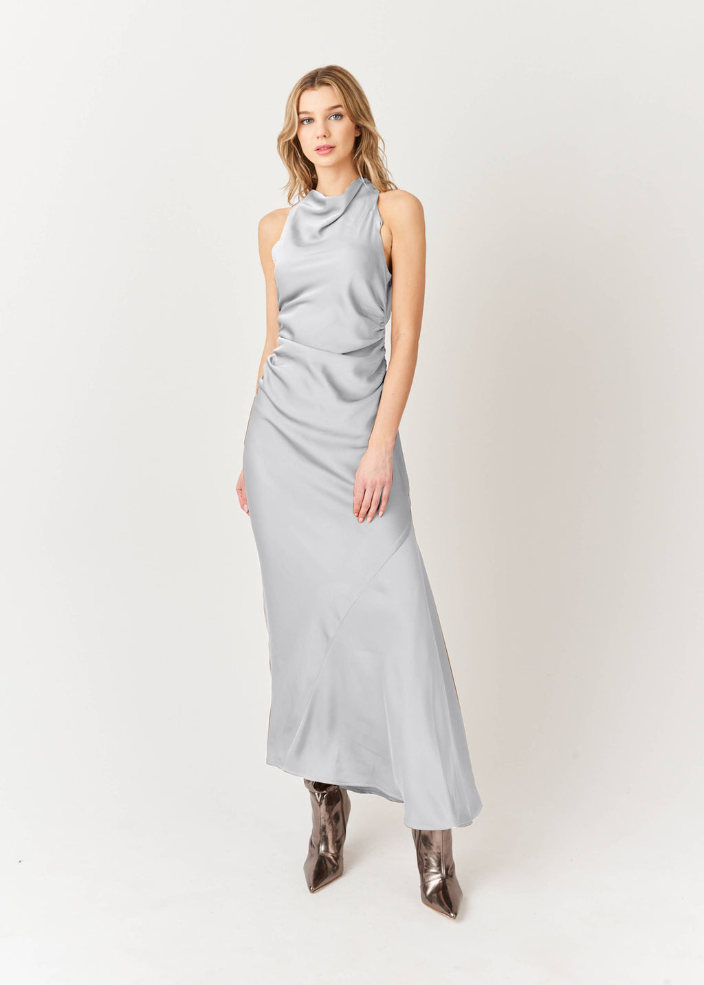 Rue | Cross Over Back Satin Maxi Dress