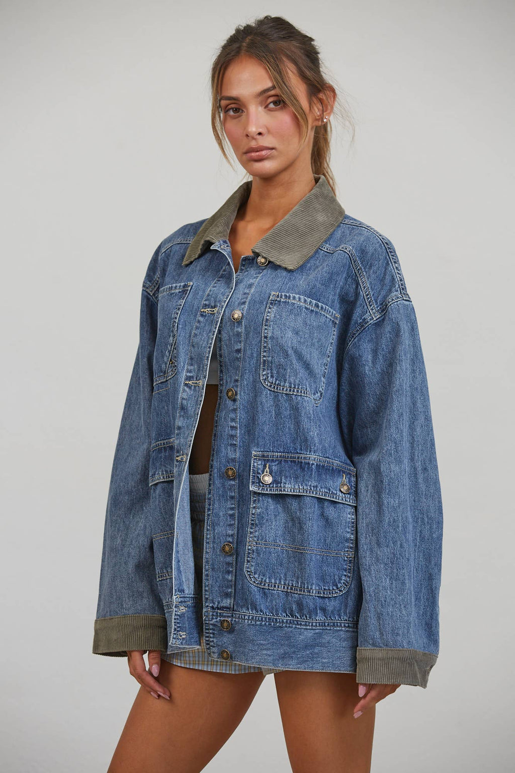 Alexandra | Contrast Collar Denim Jacket