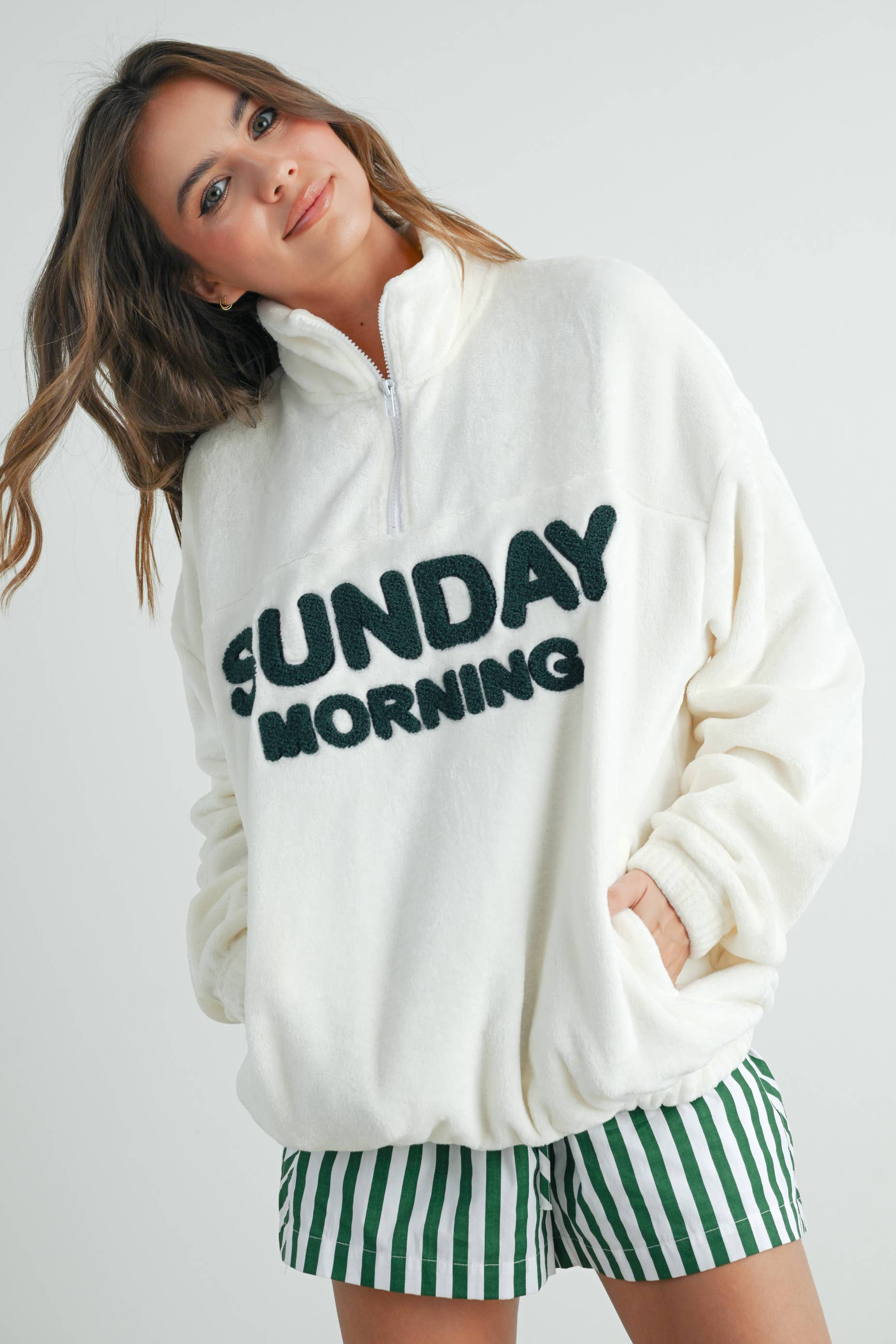 Sunday Morning  | Half-Zip Pullover Sweatshirt