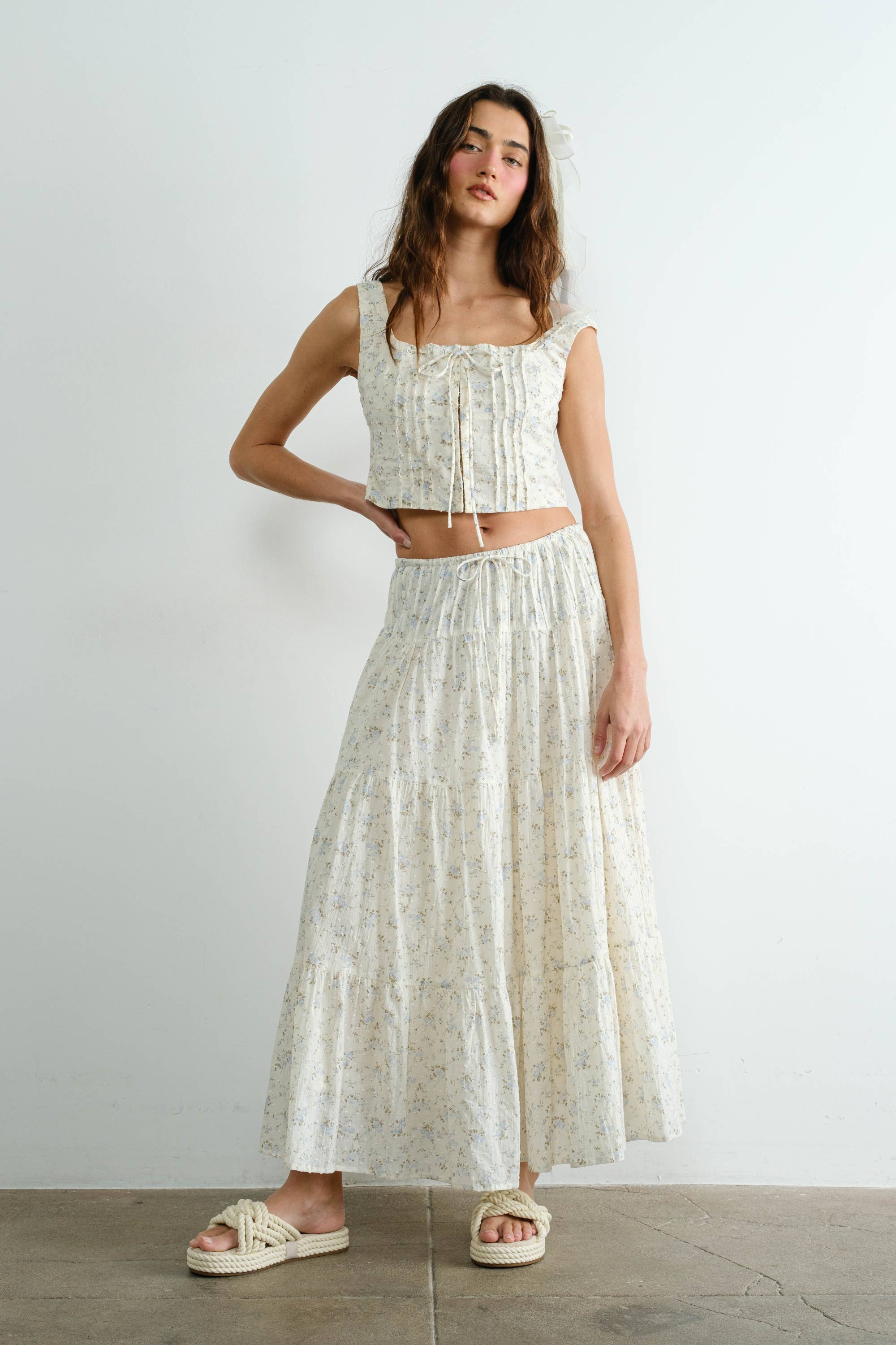 Florence | Cotton Floral Textured Top