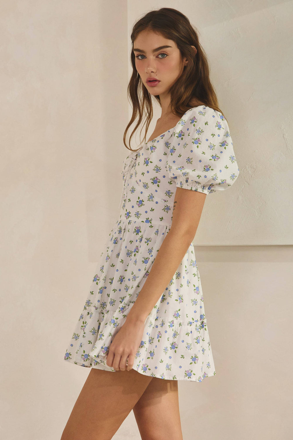 Blueberry | 100% Cotton Ruffle Mini Dress