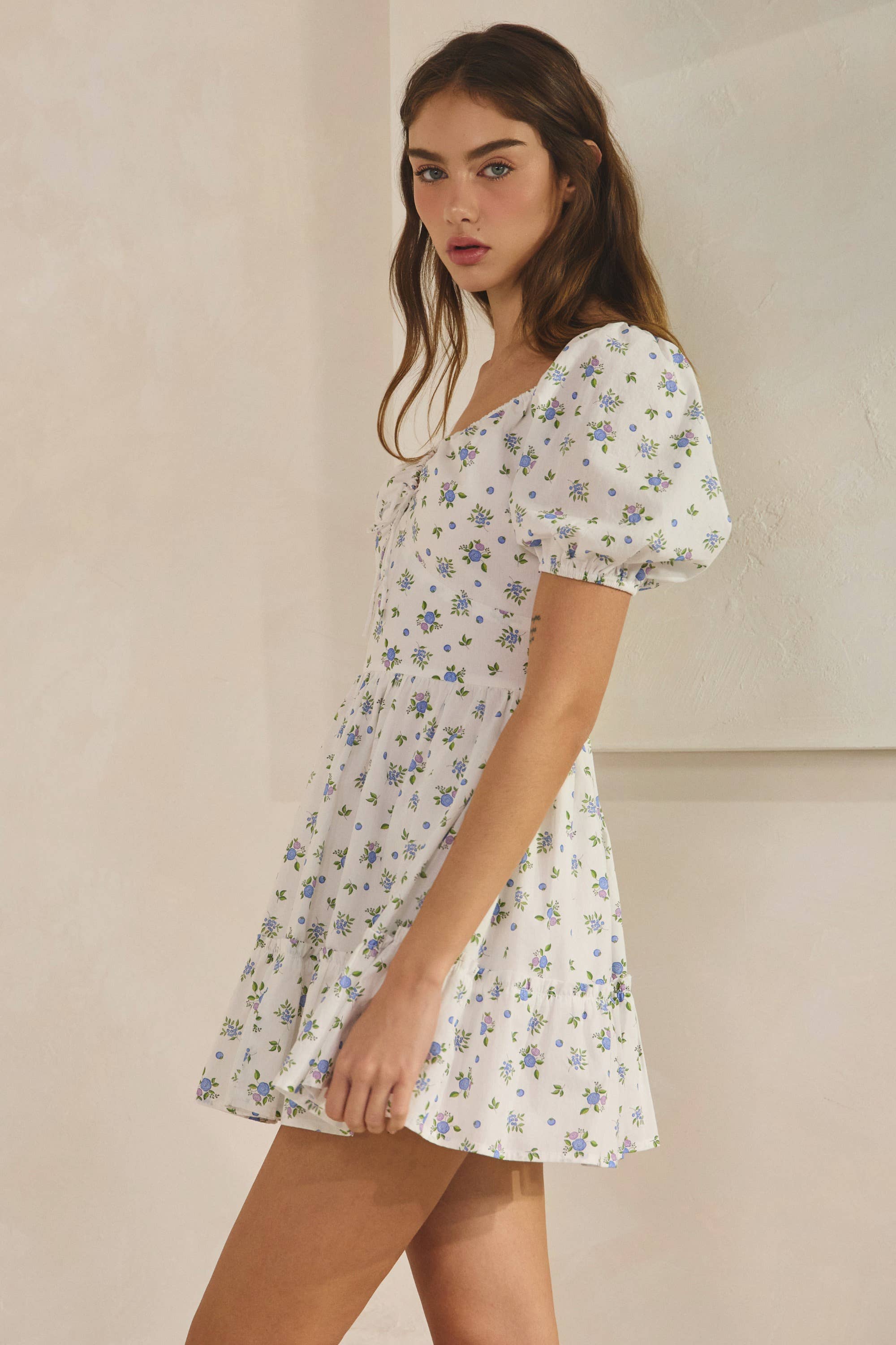 Blueberry | 100% Cotton Ruffle Mini Dress