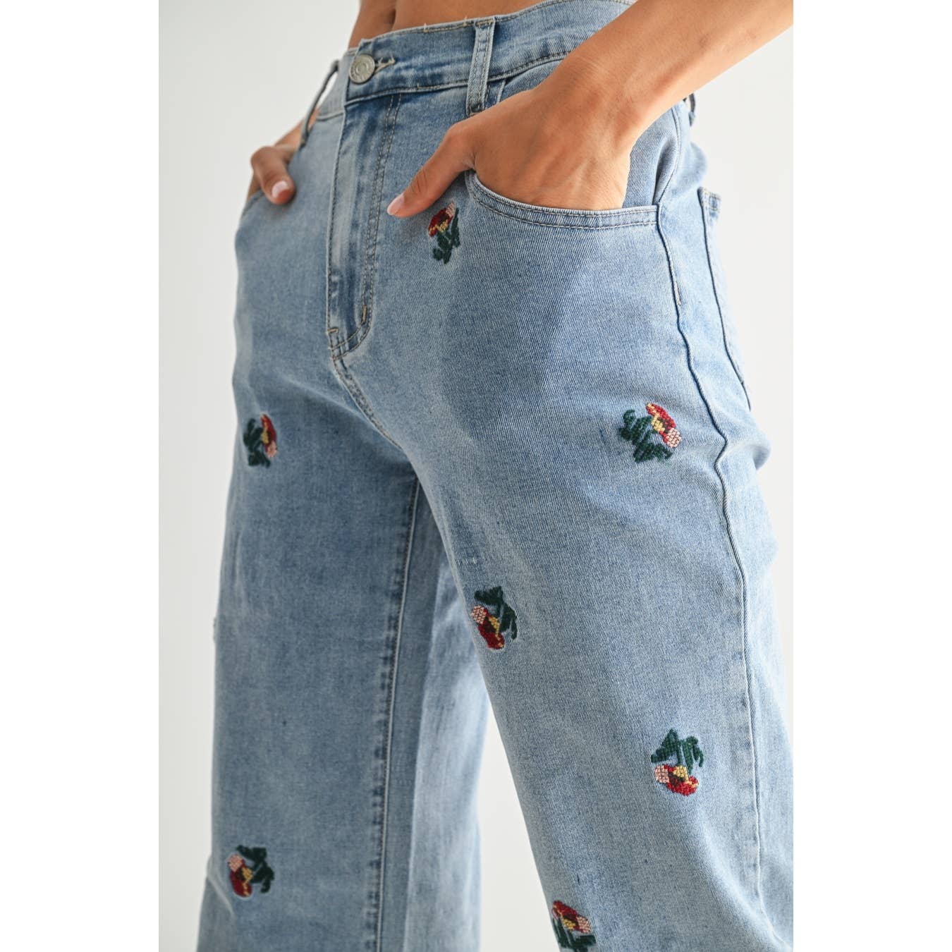 Maeve | Exquisite Embroidered Denim Jeans