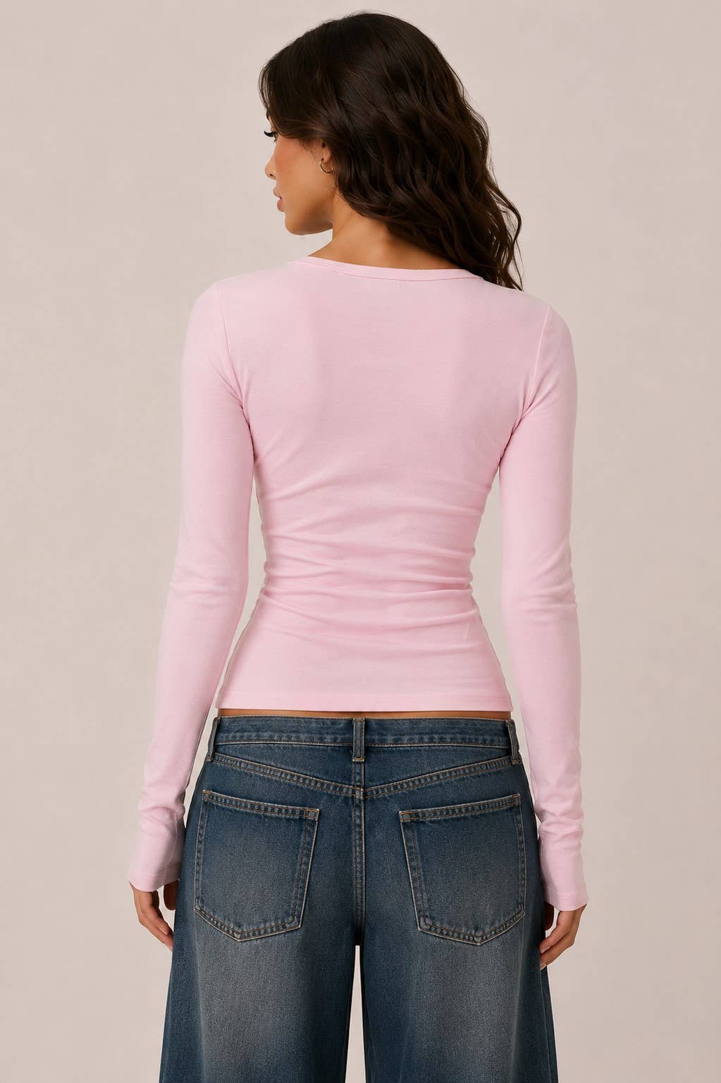 Brooke | Long Sleeve Crew Neck Button Henley Top