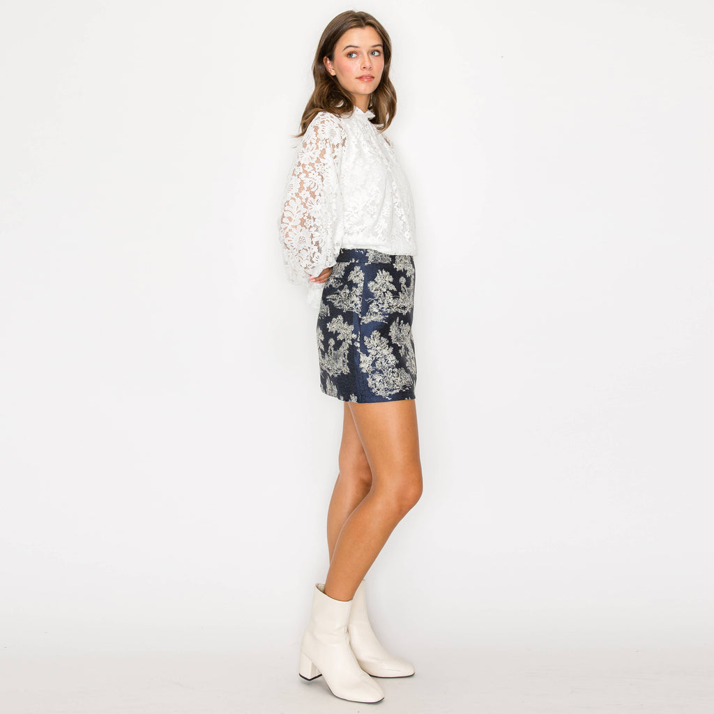 Tilly | Toile Jacquard Pattern Mini Skirt