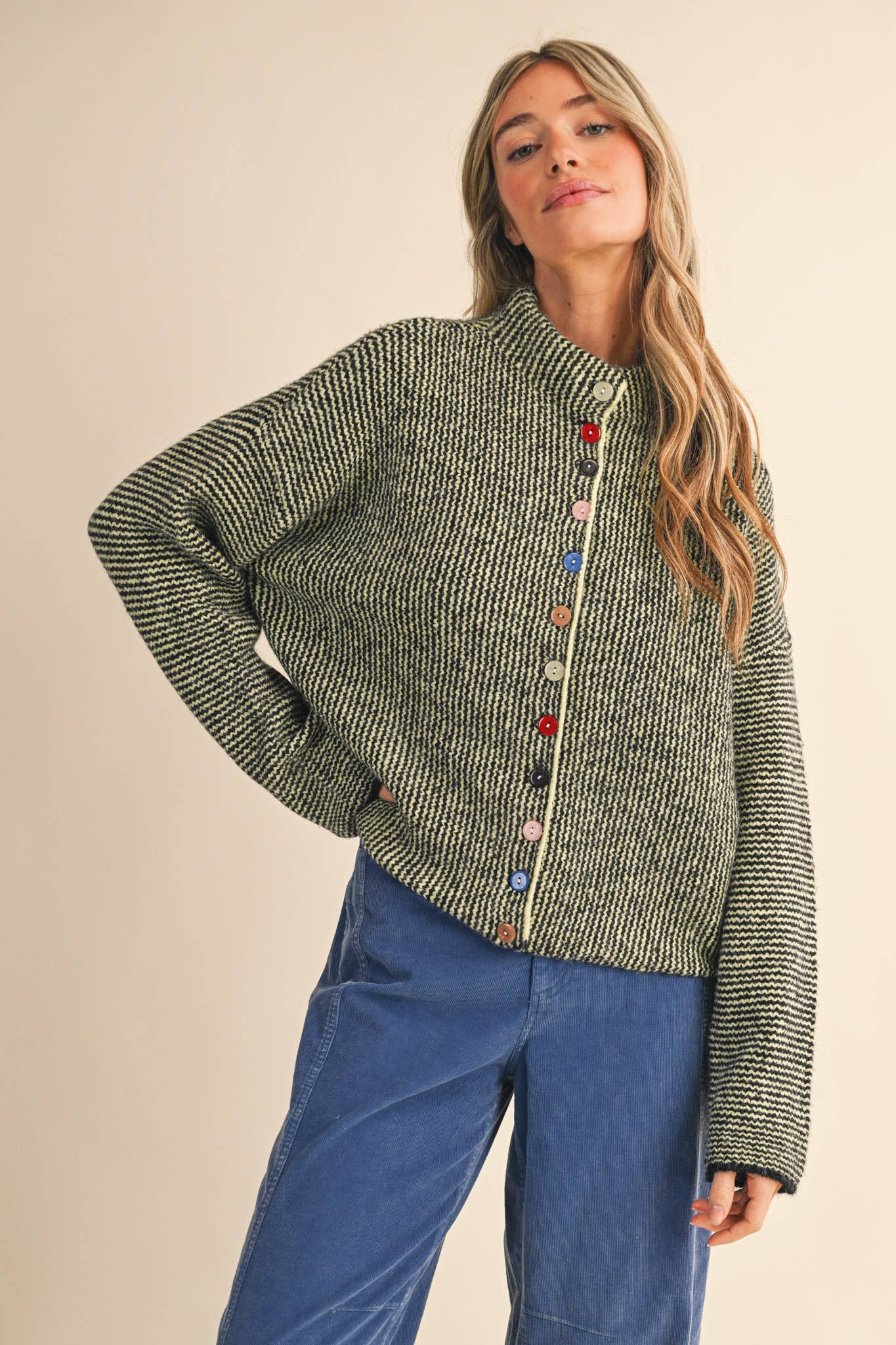 Maisie | Striped Sweater Cardigan