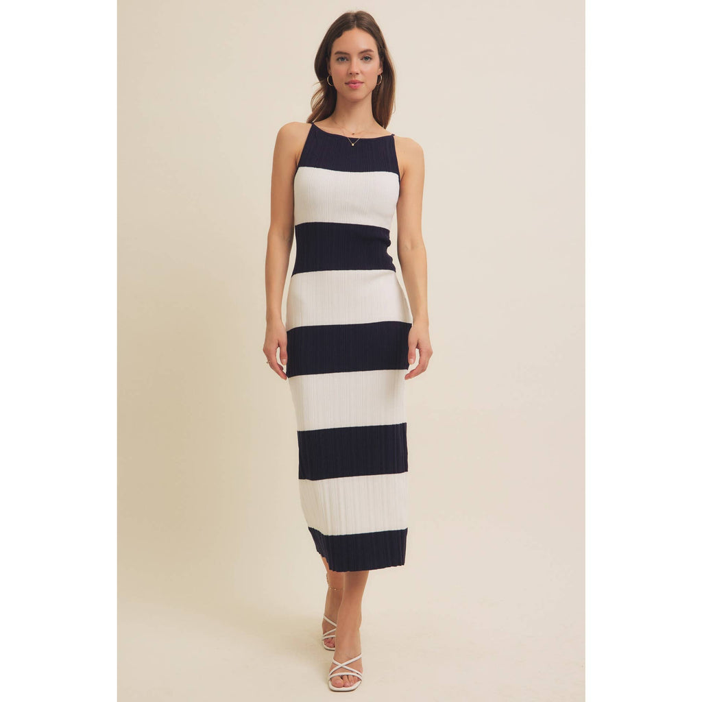 Stretchy Rib Sweater Midi Dress