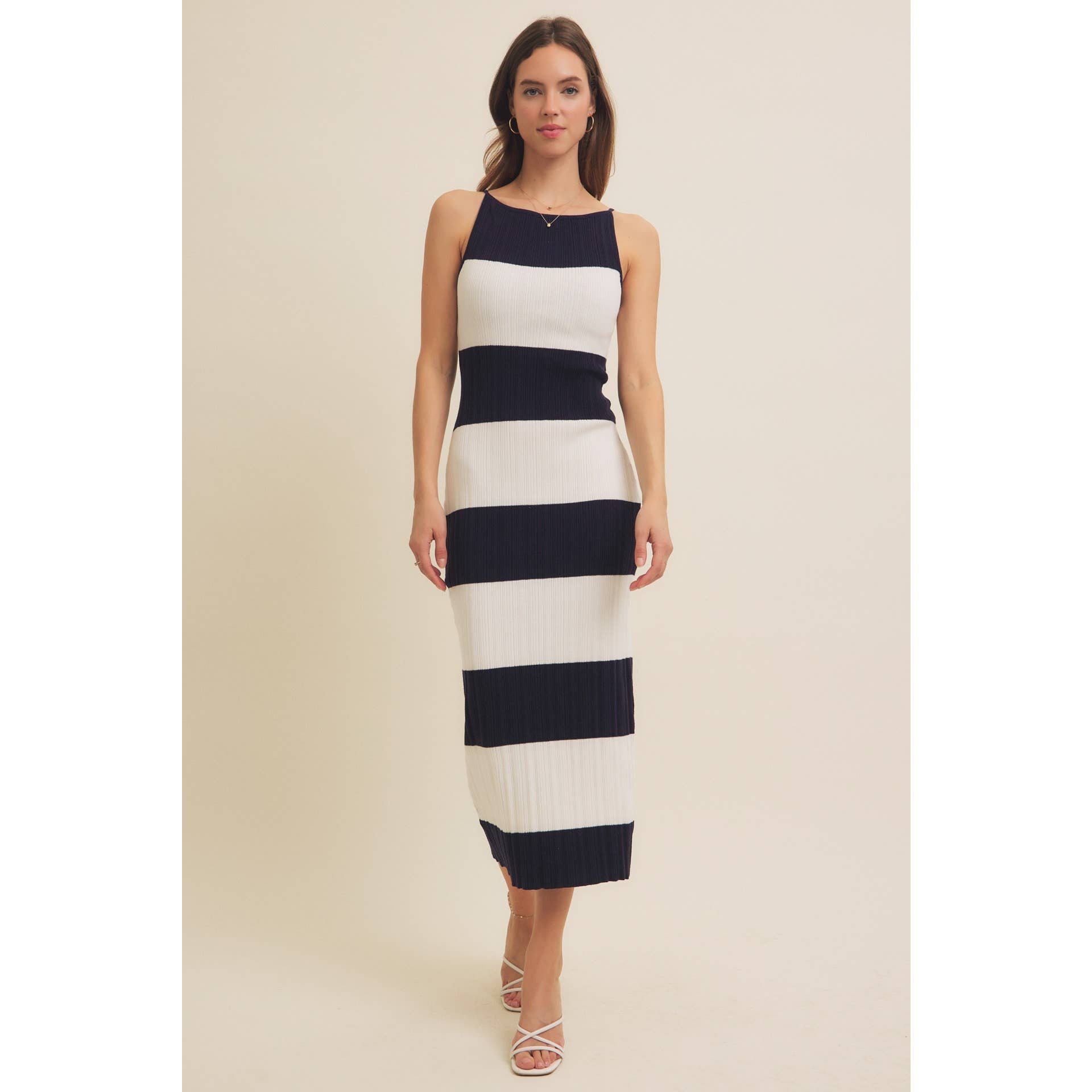 Stretchy Rib Sweater Midi Dress