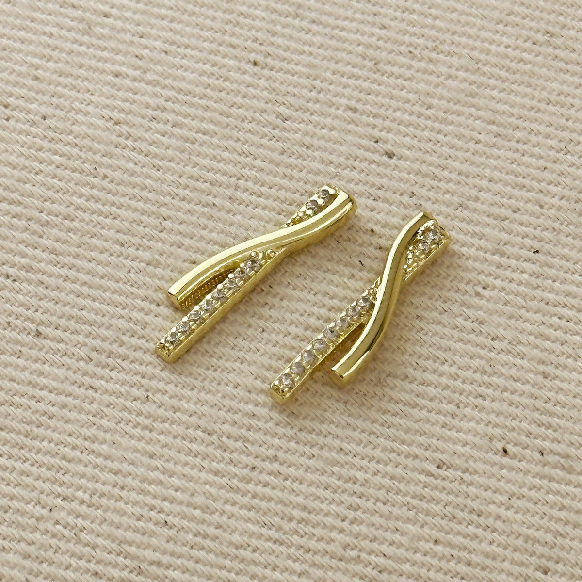 Liv | 18k Gold Filled Curve Bar CZ Earrings