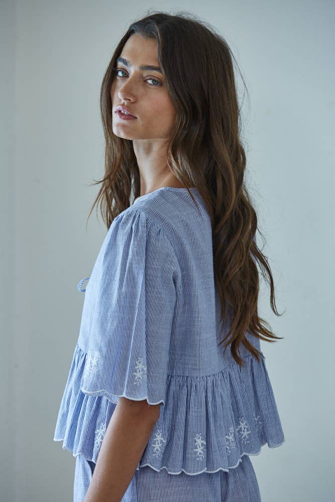 Harbor | Woven 100% Cotton Striped Top
