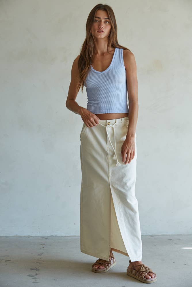 Dalia | Seamless Knit Nylon Spandex Ribbed V-Neck Tank