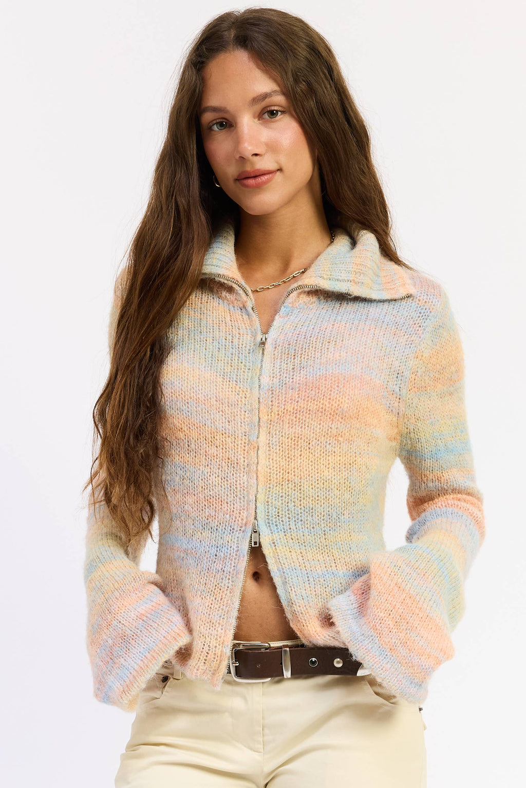 Lemon Sorbet | Knitted Turtle Neck Zip Up
