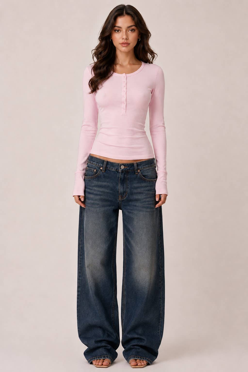 Brooke | Long Sleeve Crew Neck Button Henley Top