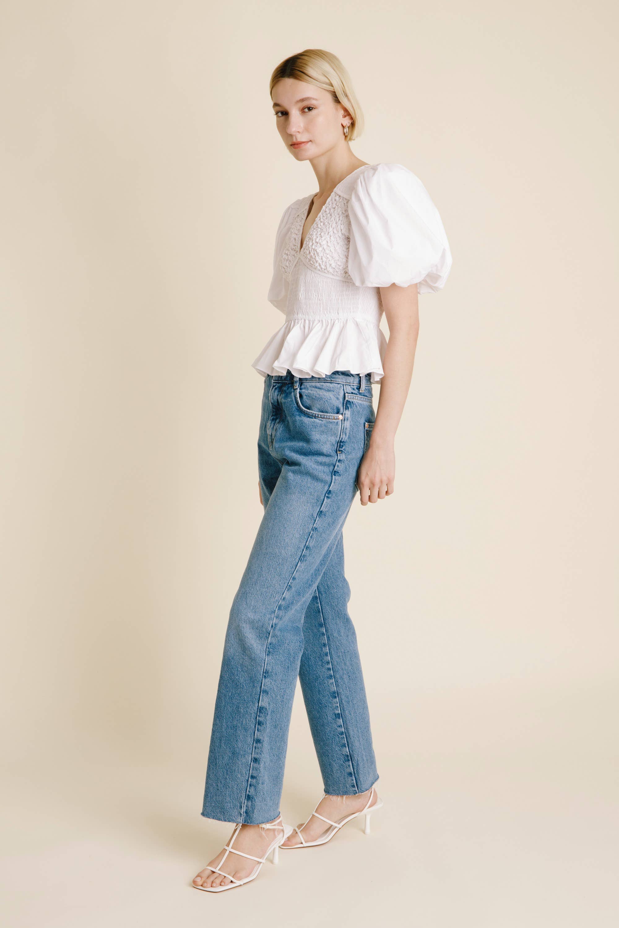 Smocked Peplum Top | AT1638
