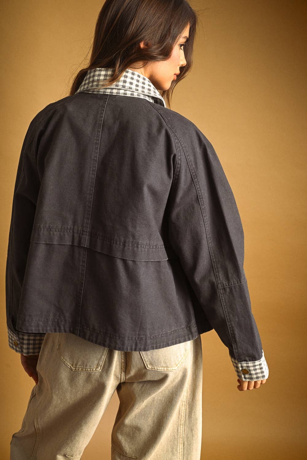 Esmé | 100% Cotton Gingham Collared Twill Jacket