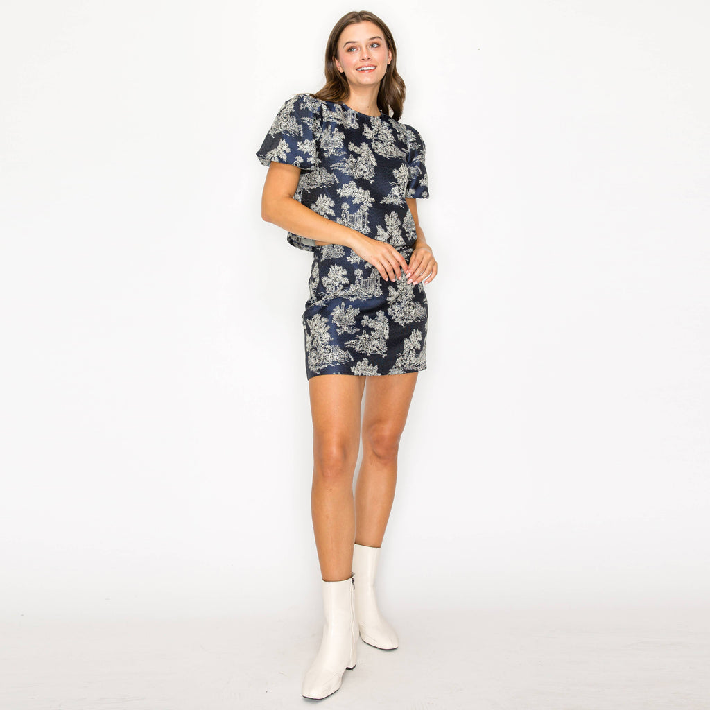 Tilly | Toile Jacquard Pattern Mini Skirt