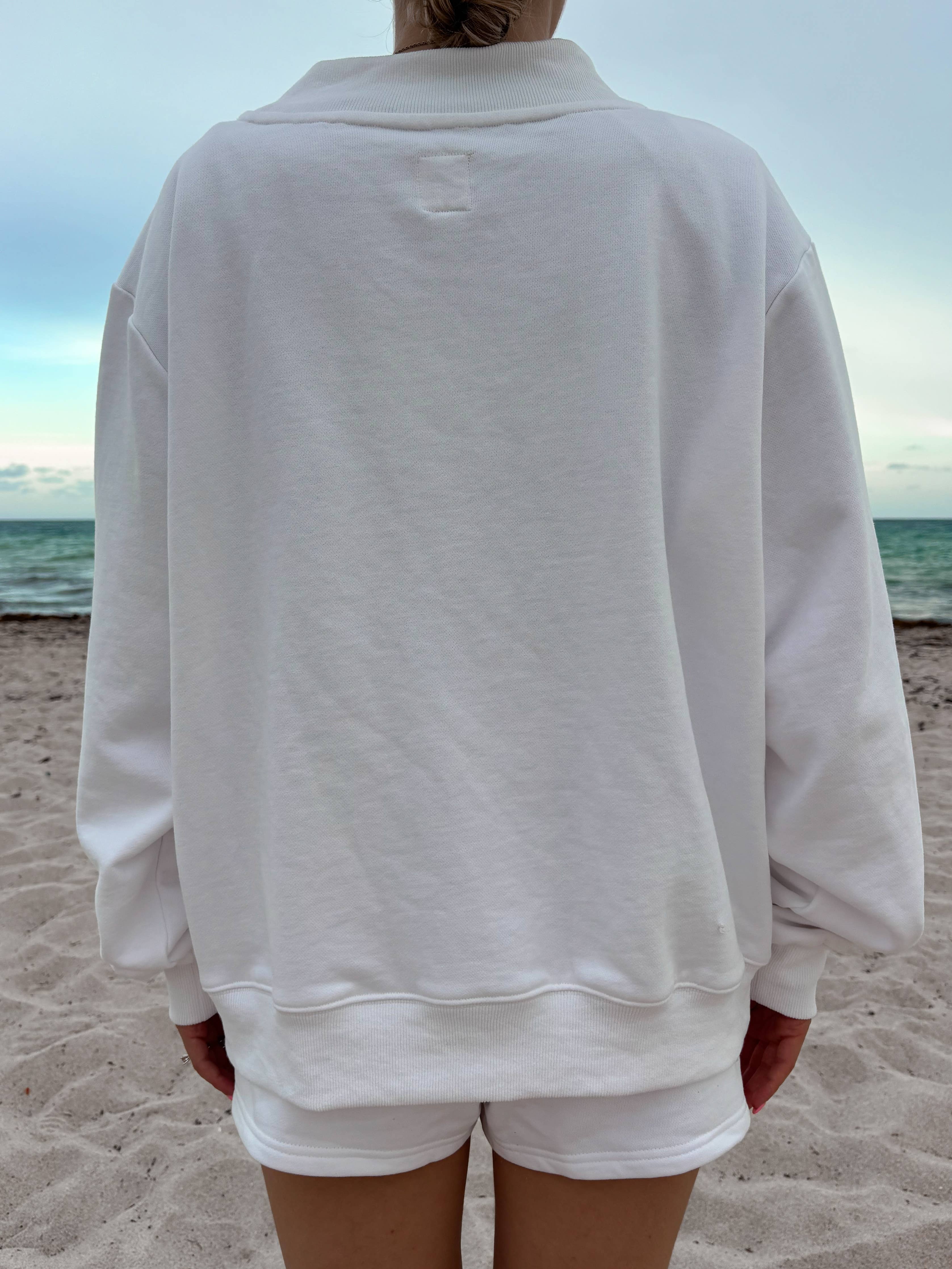 White American Flag Dog | Mockneck Sweatshirt 100% Cotton