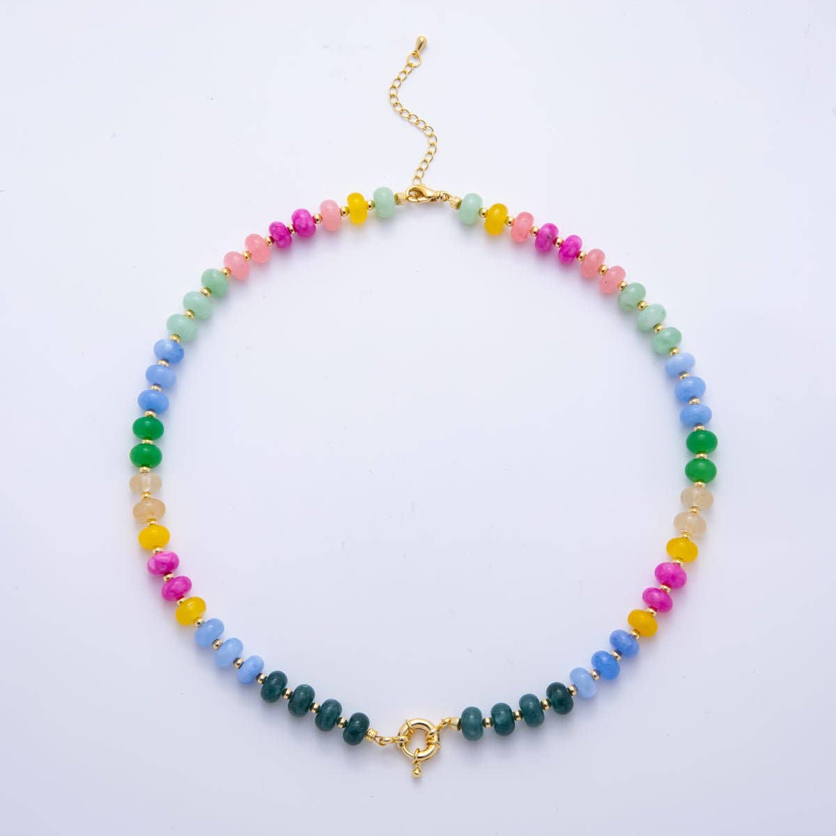 18K Gold Filled Candy Gemstone Chain Necklace