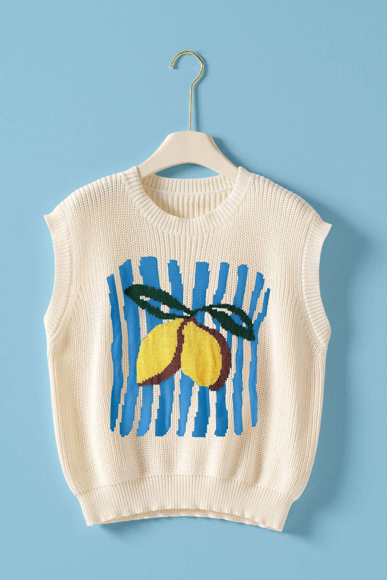 Lemon | Graphic Knit Vest Citrus Print