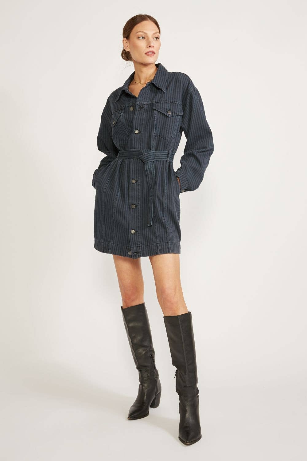 Joelle Jacket Dress | Night Stripe
