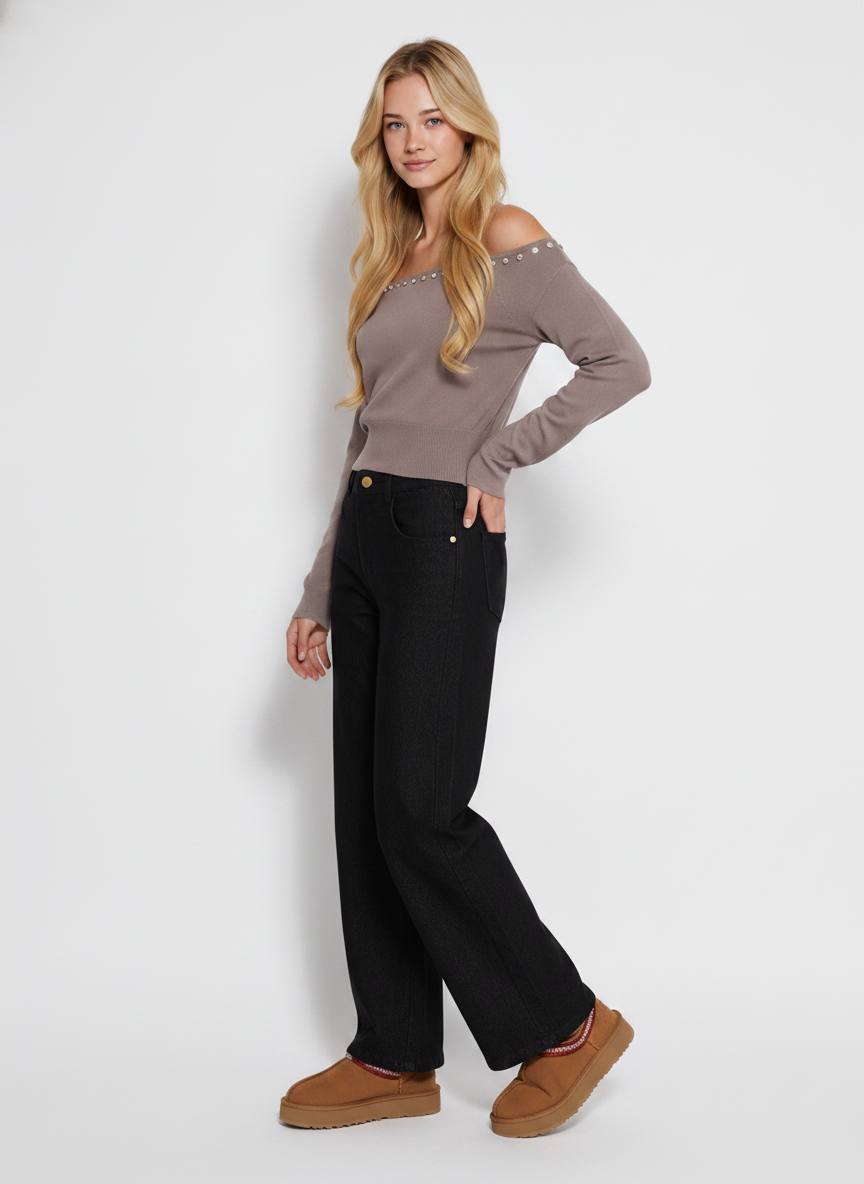 Romy | Button Off the Shoulder Long Sleeve