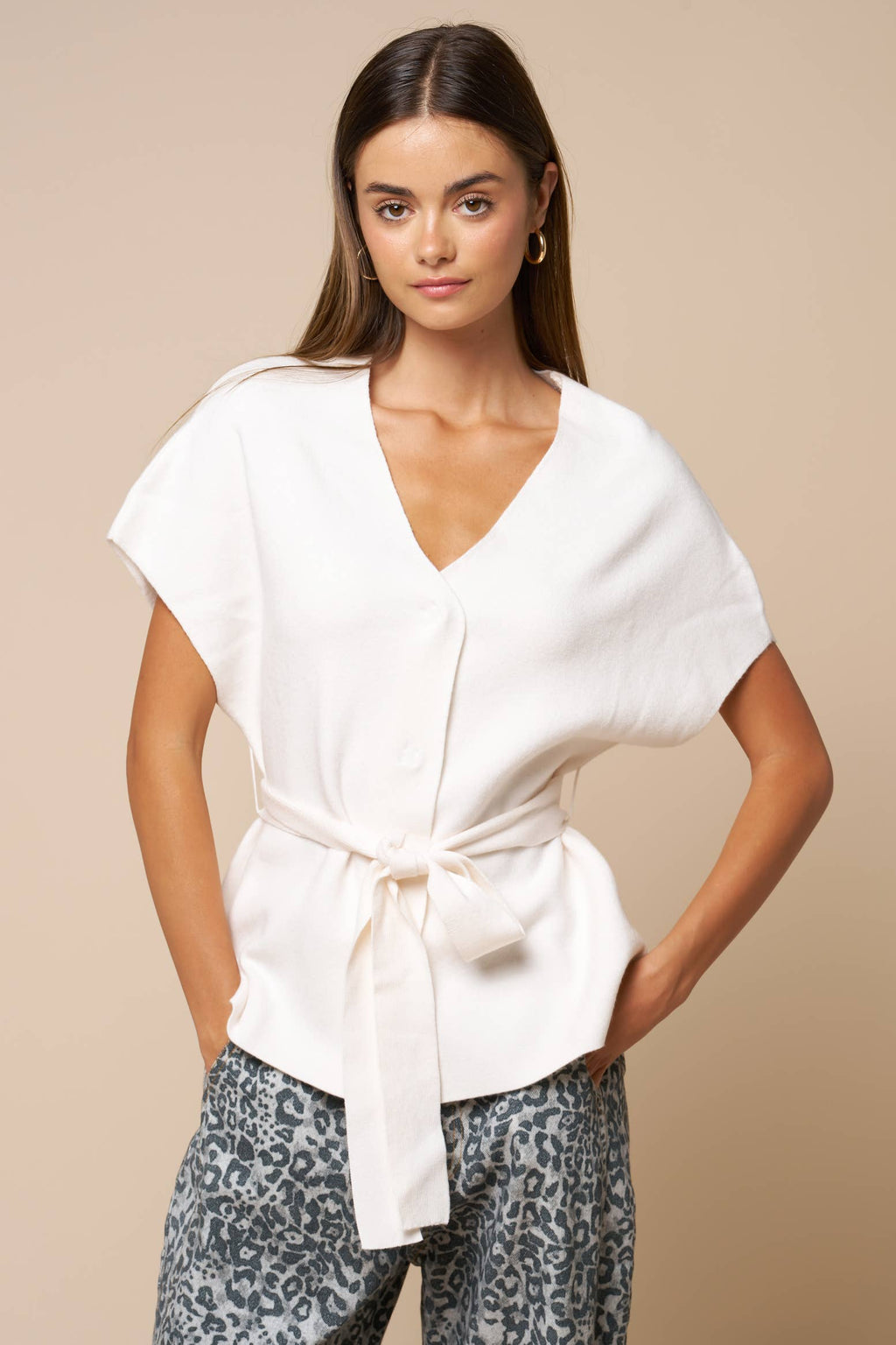 Vivian | Tie Waist V Neck Top
