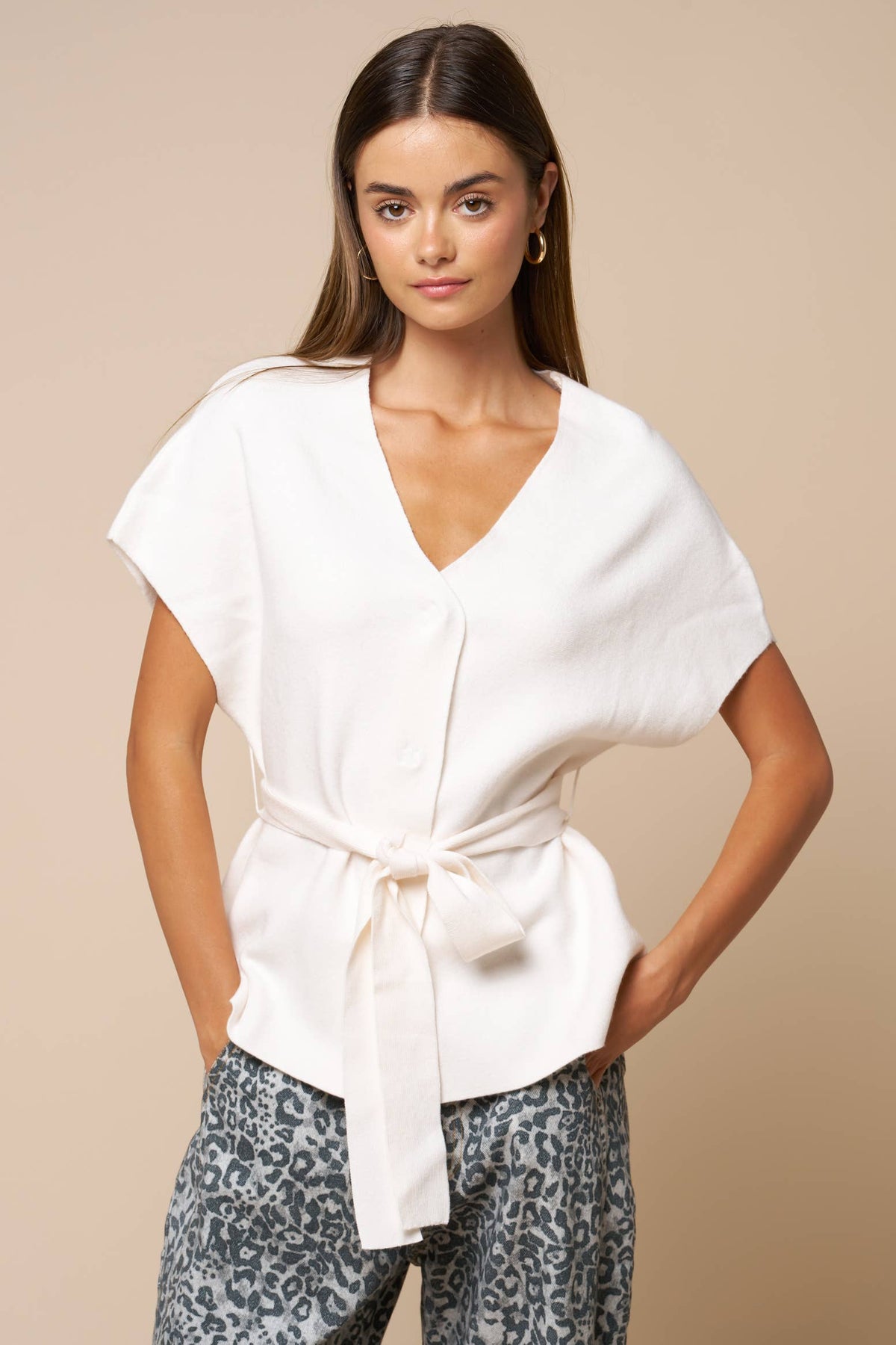 Vivian | Tie Waist V Neck Top