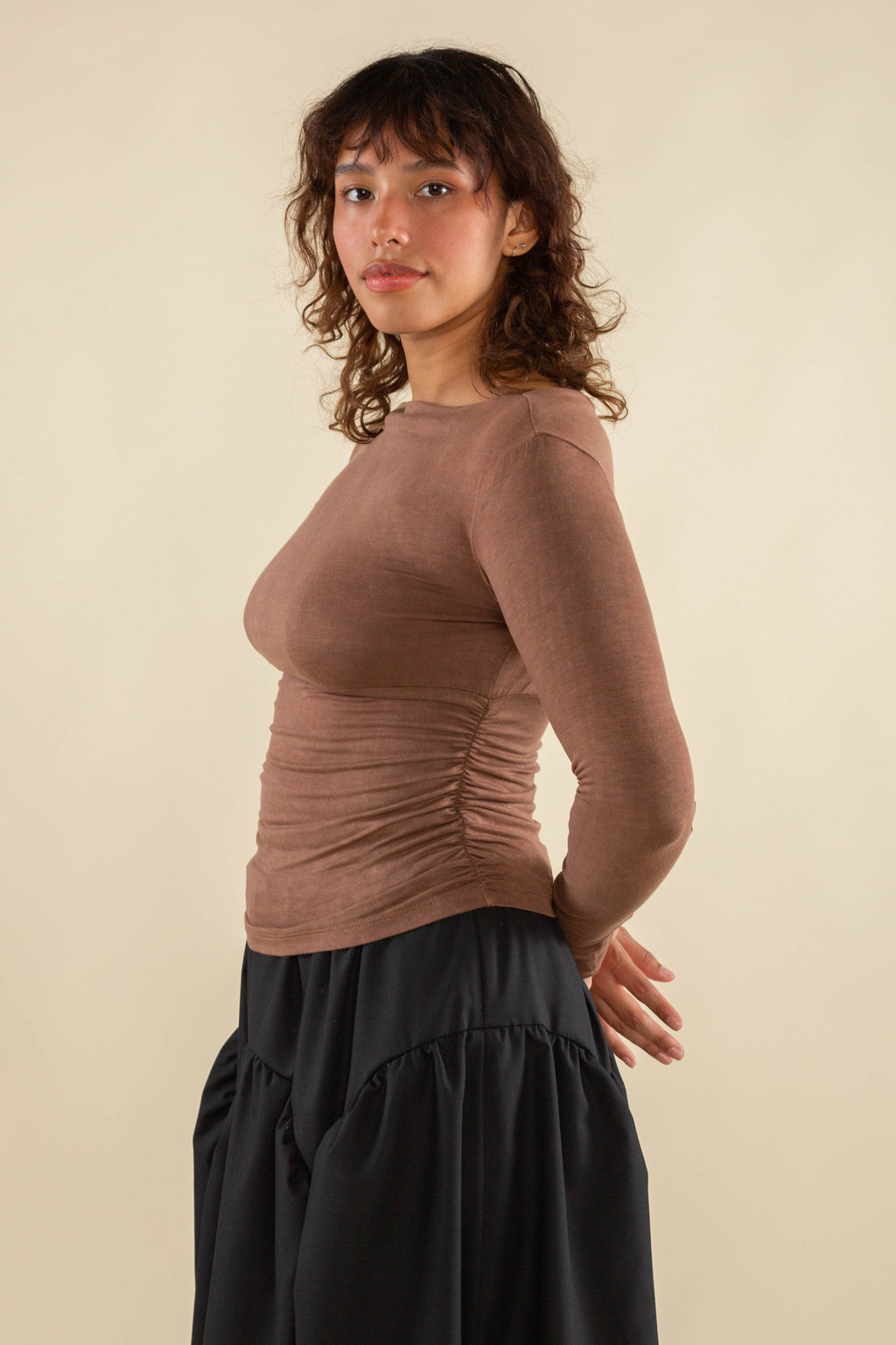 Effie | Shirred Waist Long Sleeve Top