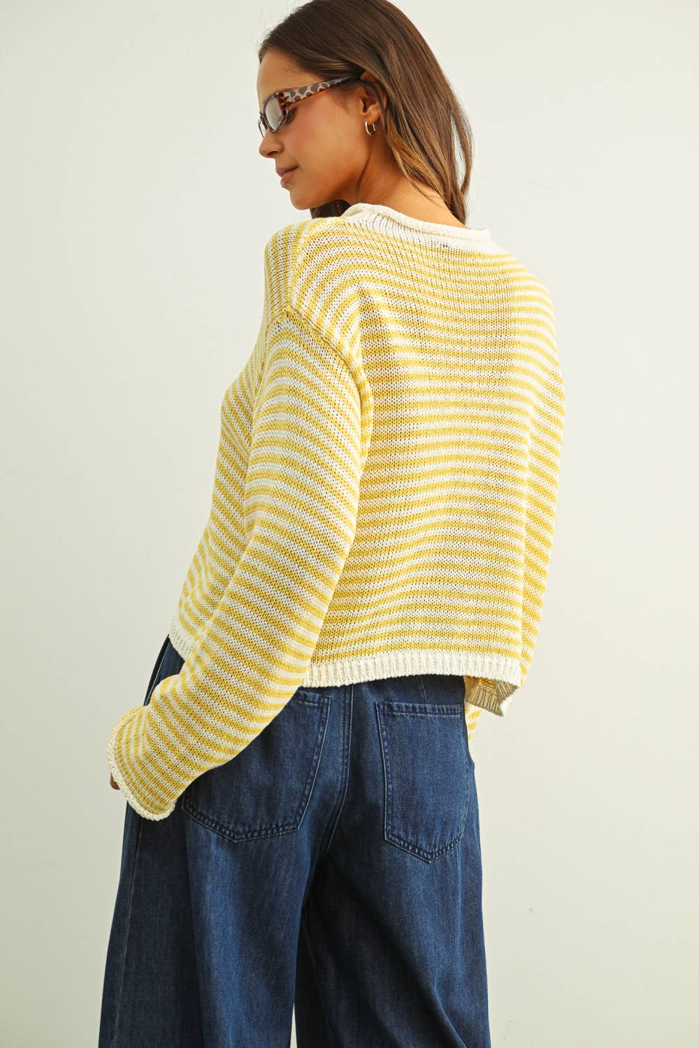Happy | Stripe Button Front Knoit Cardigan