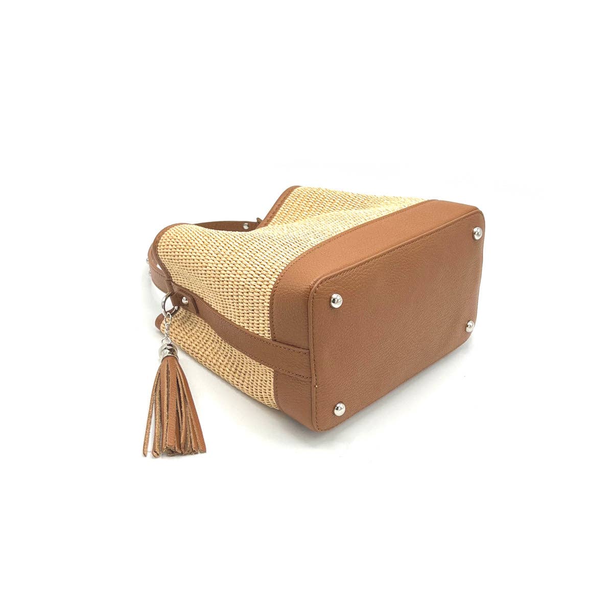 Raffia and Genuine Leather Bucket Bag | Made in Italy