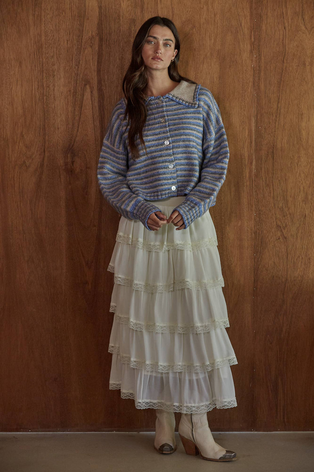 Hermione | Knit Sweater Striped Collar Cardigan