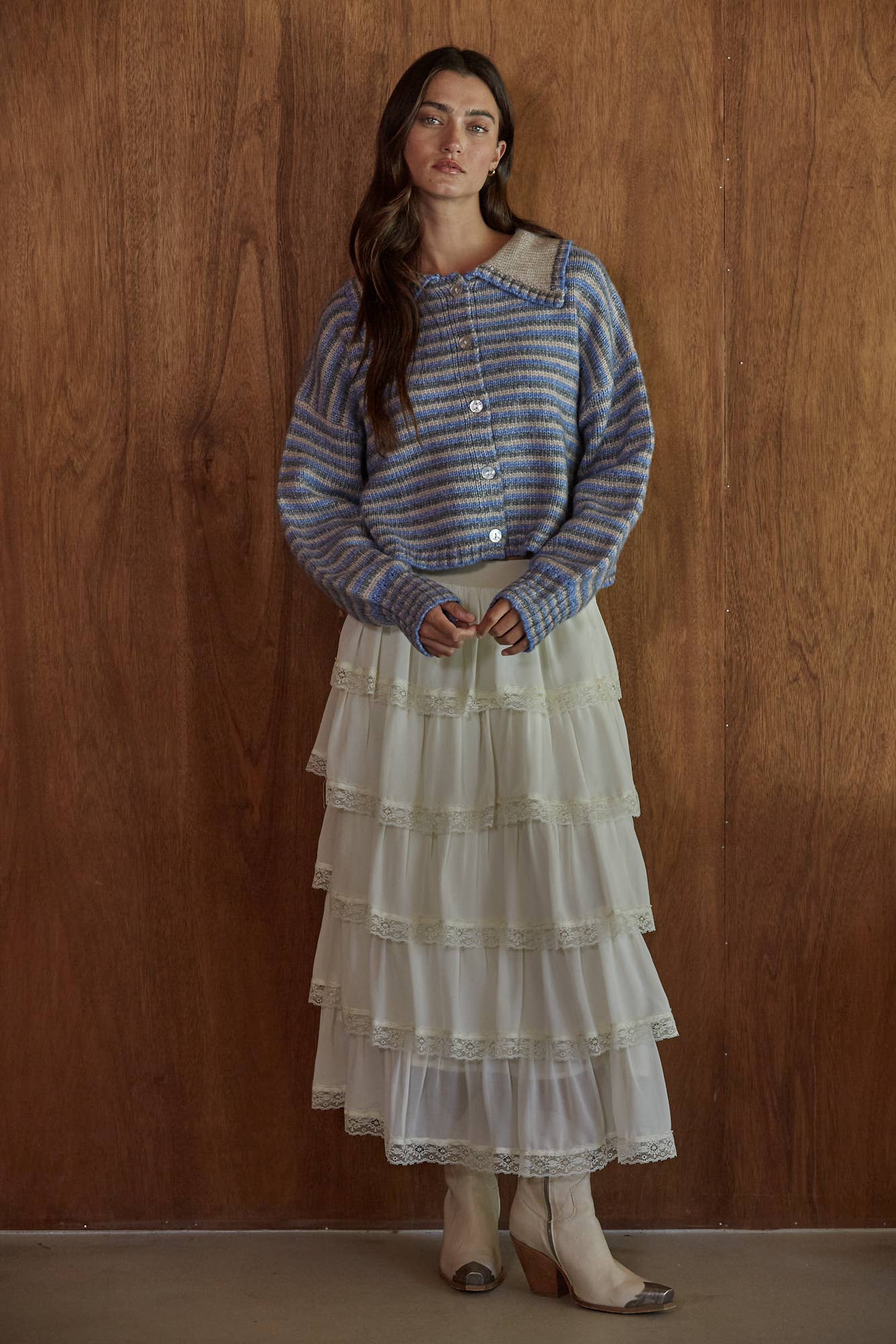 Hermione | Knit Sweater Striped Collar Cardigan