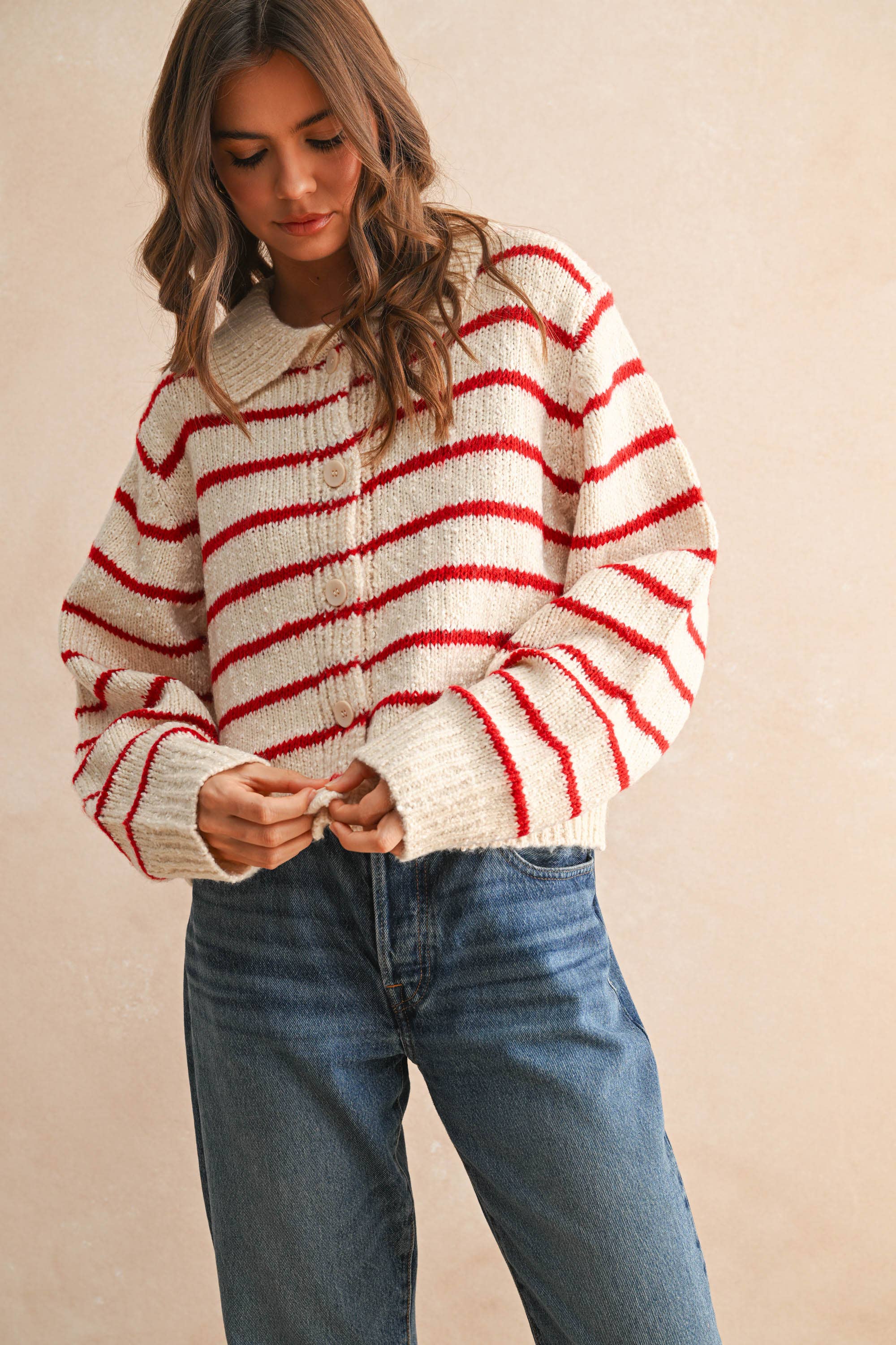 Solstice | Buttondown Striped Knitted Cardigan