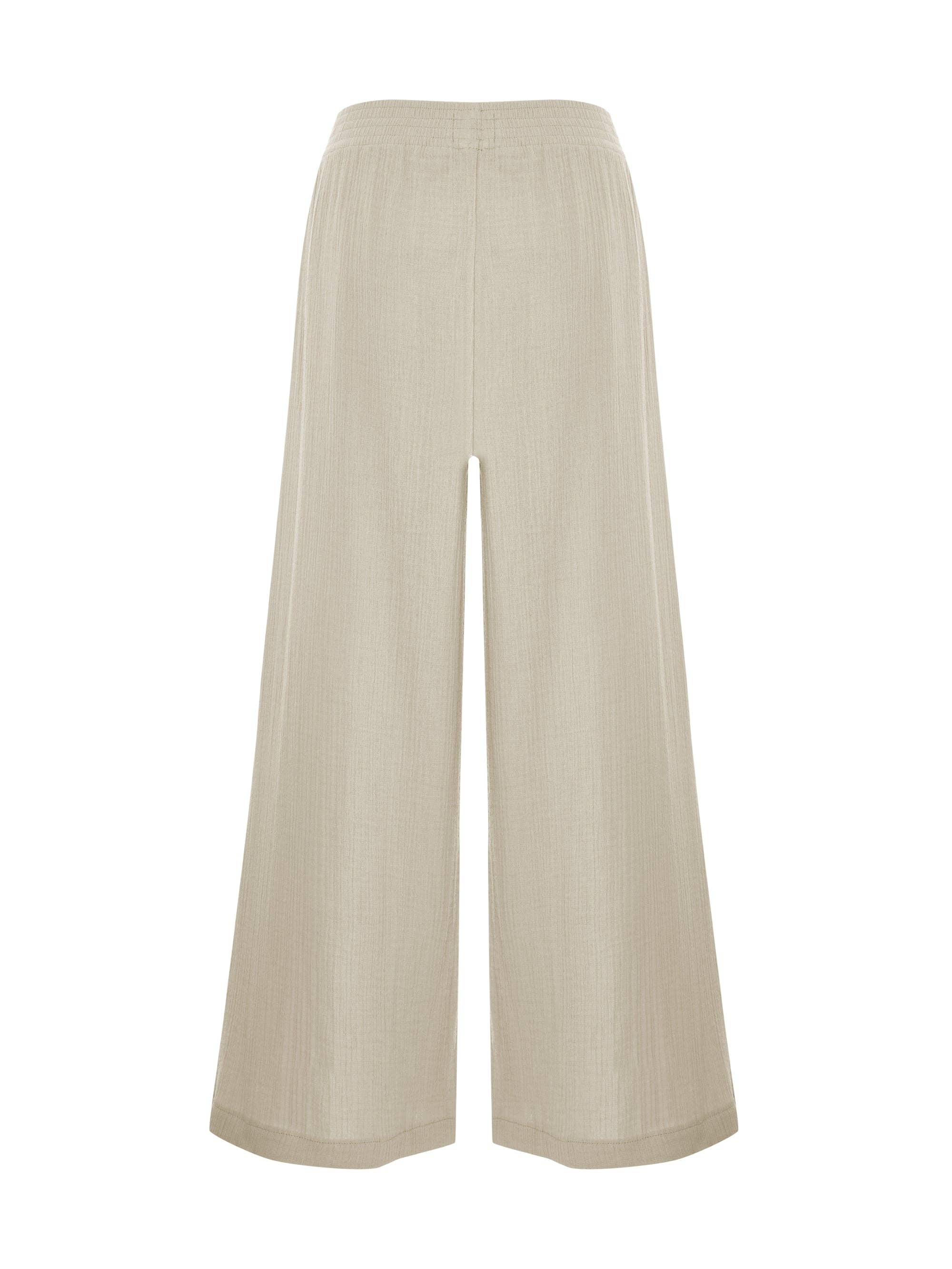 Aura Oatmeal | Palazzo Pants 100% Turkish Cotton