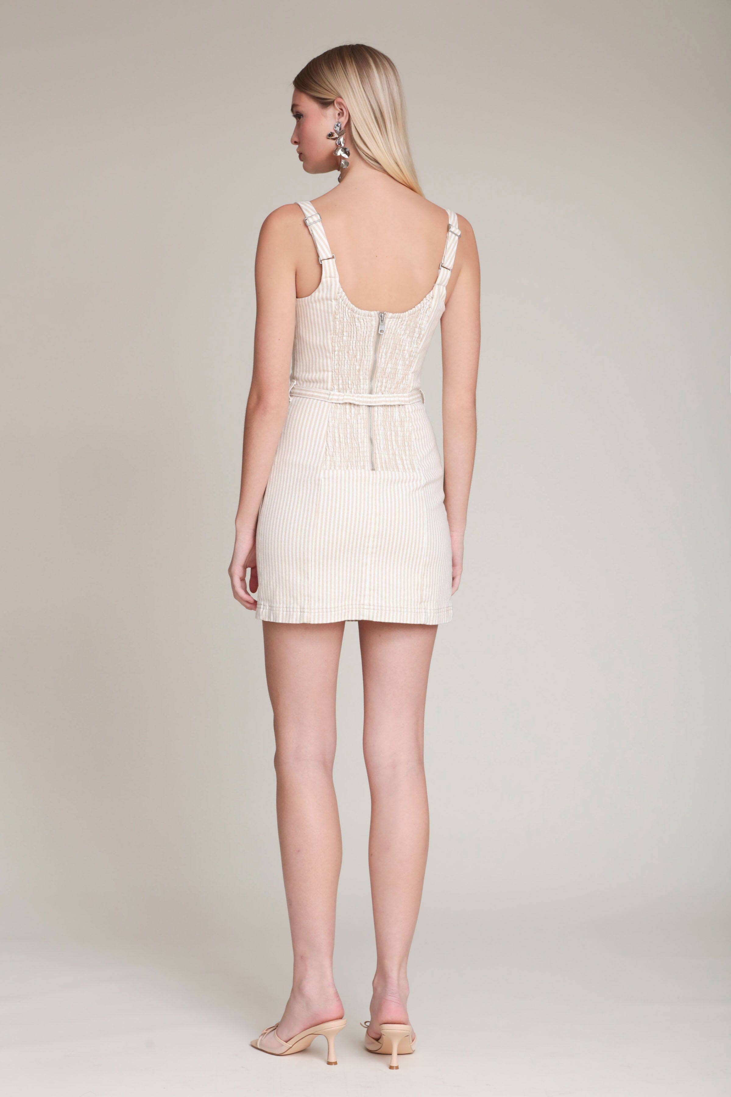 Pippa | Striped Cotton Belted Mini Dress