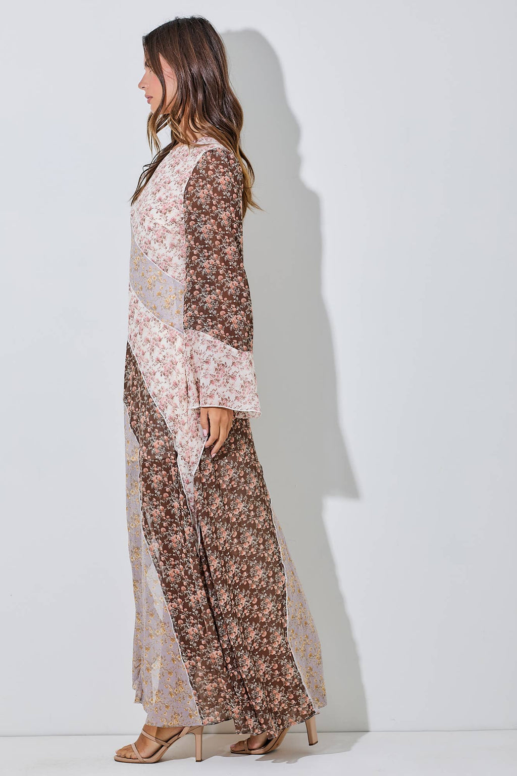 Meadow | Floral Chiffon Ruffle Maxi Dress