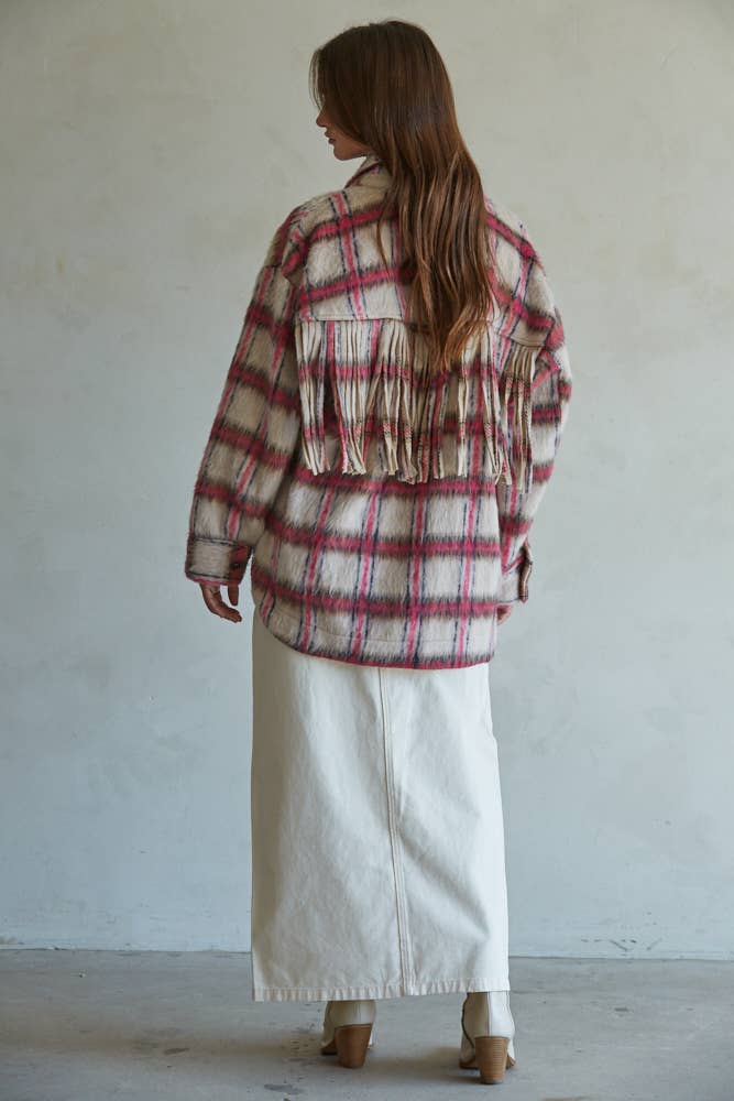 Melody | Woven Polyester Wool Plaid Buttondown Jacket