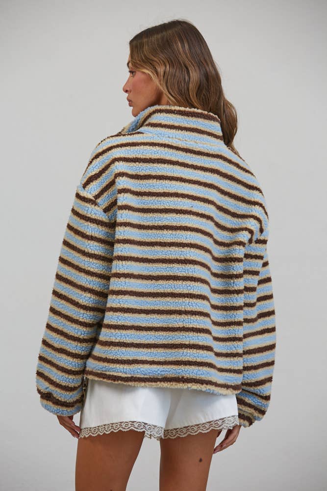 Angelica | Sherpa Striped Half Zip