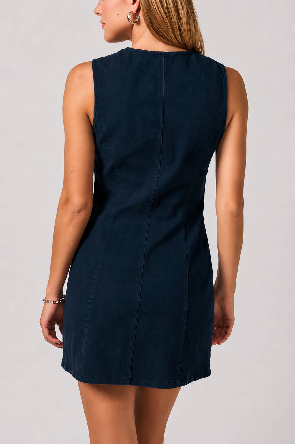 Rory | Keyhole Tie Button Front A-Line Mini Dress