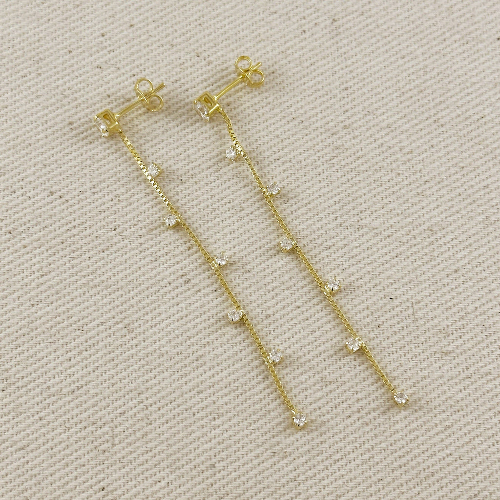 18k Gold Filled Scattered CZ Dangling Earrings